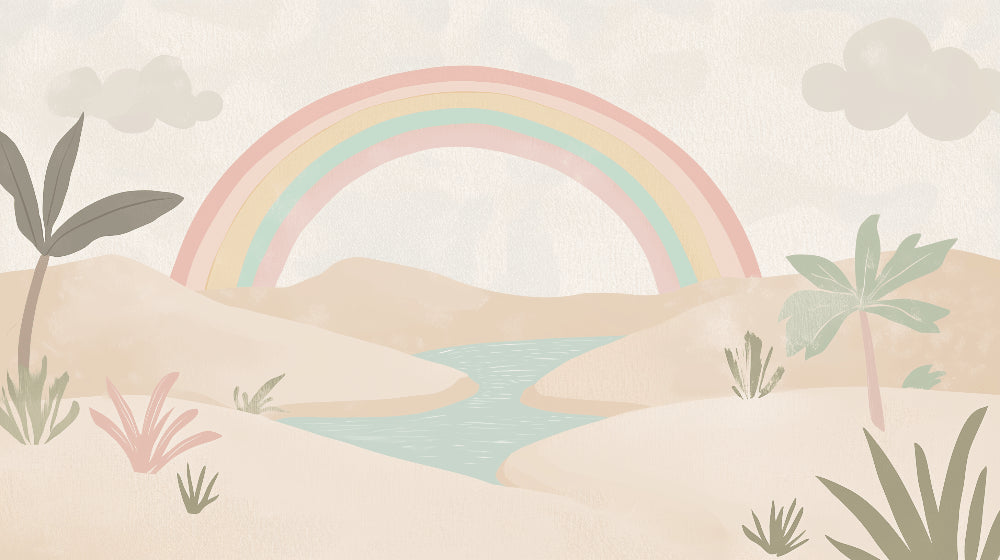 Detailed pastel rainbow desert mural wallpaper design pattern by Kids-Mundo