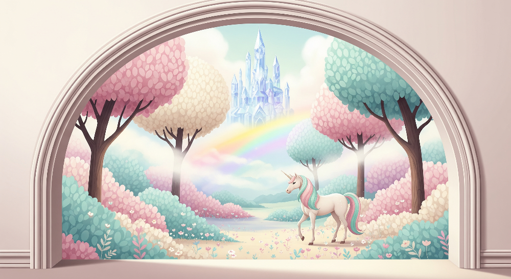 Rainbow Unicorn Garden Archway Wall Mural