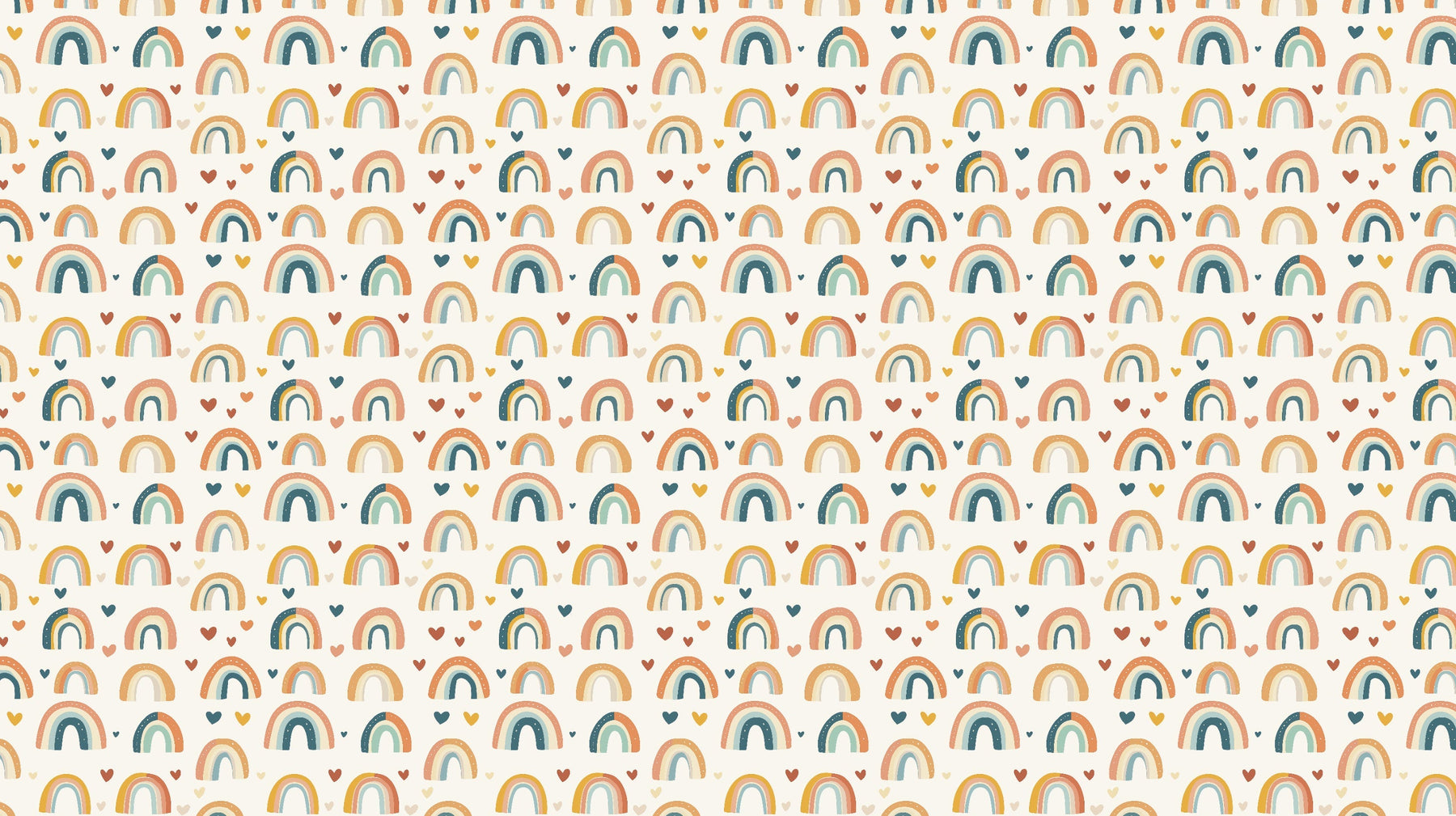 Detailed rainbow hearts mural wallpaper design pattern with colorful motifs by Kids-Mundo