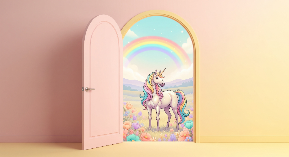 Rainbow Mane Unicorn Doorway Wall Mural