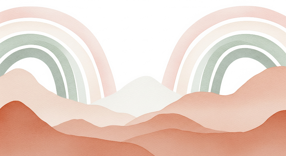Kids-Mundo flat artwork of the watercolour rainbow mountains wall mural
