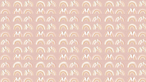 Detailed rainbow butterfly mural wallpaper design pattern showing pastel arcs and delicate butterflies by Kids-Mundo