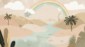 Detailed enchanted rainbow and magical rain mural wallpaper design pattern by Kids-Mundo
