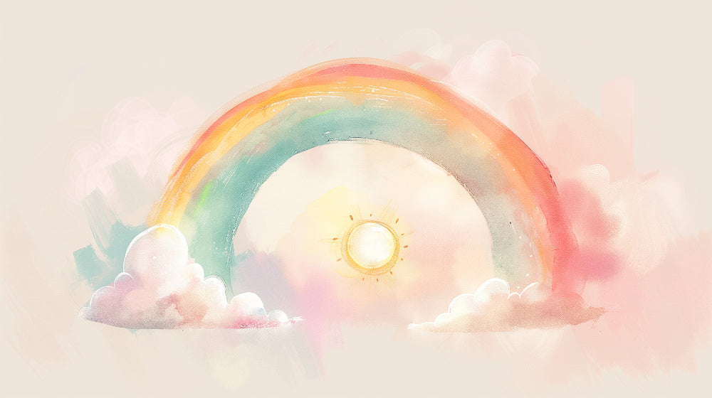 Detailed pastel rainbow and sun mural wallpaper design pattern by Kids-Mundo