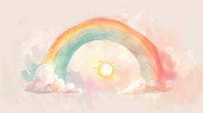 Detailed pastel rainbow and sun mural wallpaper design pattern by Kids-Mundo