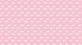 Detailed rainbow and cloud mural wallpaper design pattern in soft pink tones by Kids-Mundo
