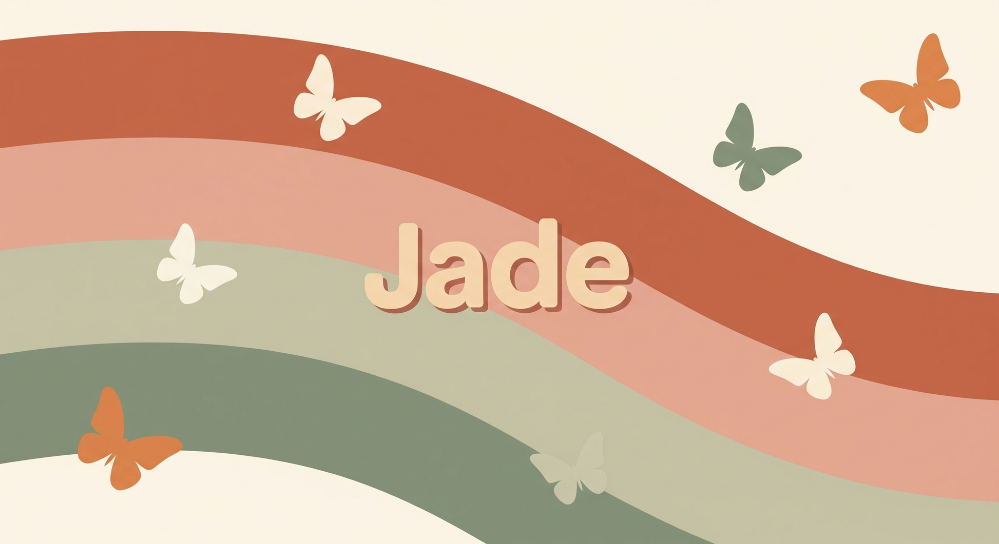 Flat artwork preview of the Kids-Mundo rainbow stripe and butterfly wall mural