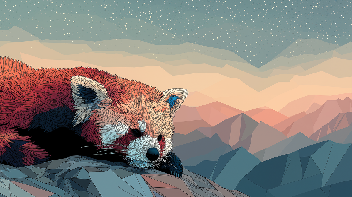 Sleepy Red Panda on a Mountain Ridge Wall Mural