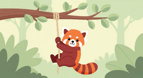 Detailed red panda jungle mural wallpaper design pattern with tropical foliage by Kids-Mundo