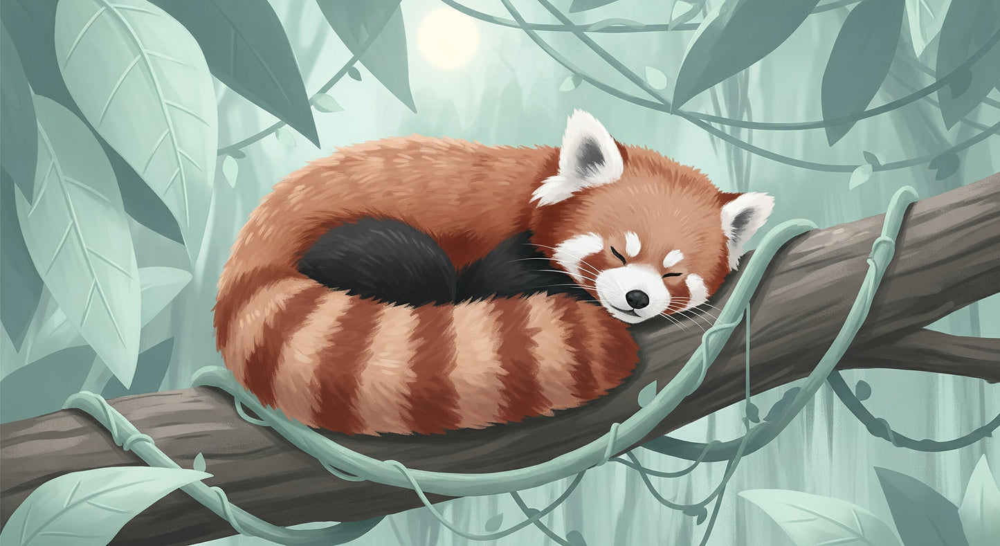 Detailed red panda jungle mural wallpaper design pattern by Kids-Mundo