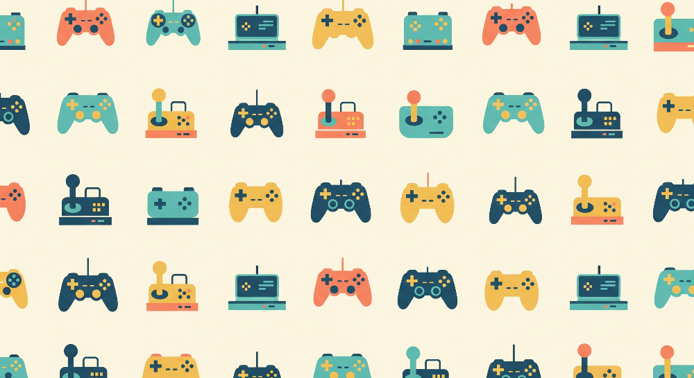 Retro Video Game Controller Pattern Wall Mural