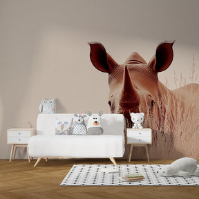 Safari animal wallpaper creating peaceful atmosphere in children's bedroom decor