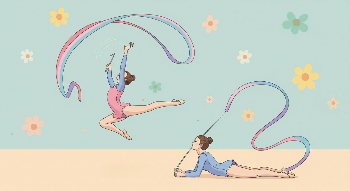 Rhythmic Gymnasts with Ribbons and Daisies Wall Mural