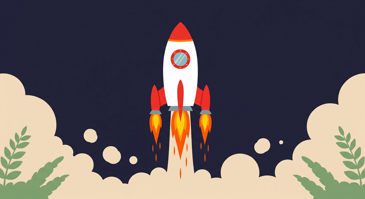Rocket Launching into Space Wall Mural