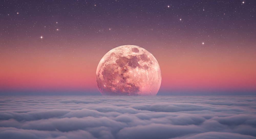 Rose Moon Above the Clouds Wall Mural
