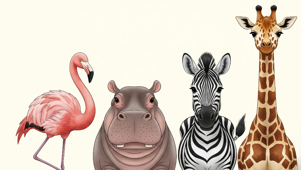 Safari Friends Animal Portrait Wall Mural