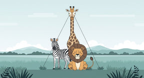 Detailed safari animals mural wallpaper design pattern with giraffe lion zebra by Kids-Mundo