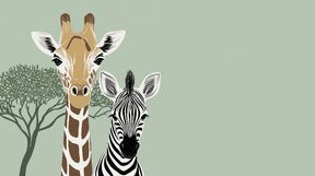 Detailed giraffe and zebra safari animals mural wallpaper design pattern by Kids-Mundo