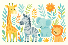 Detailed safari animals mural wallpaper design pattern with savanna wildlife by Kids-Mundo