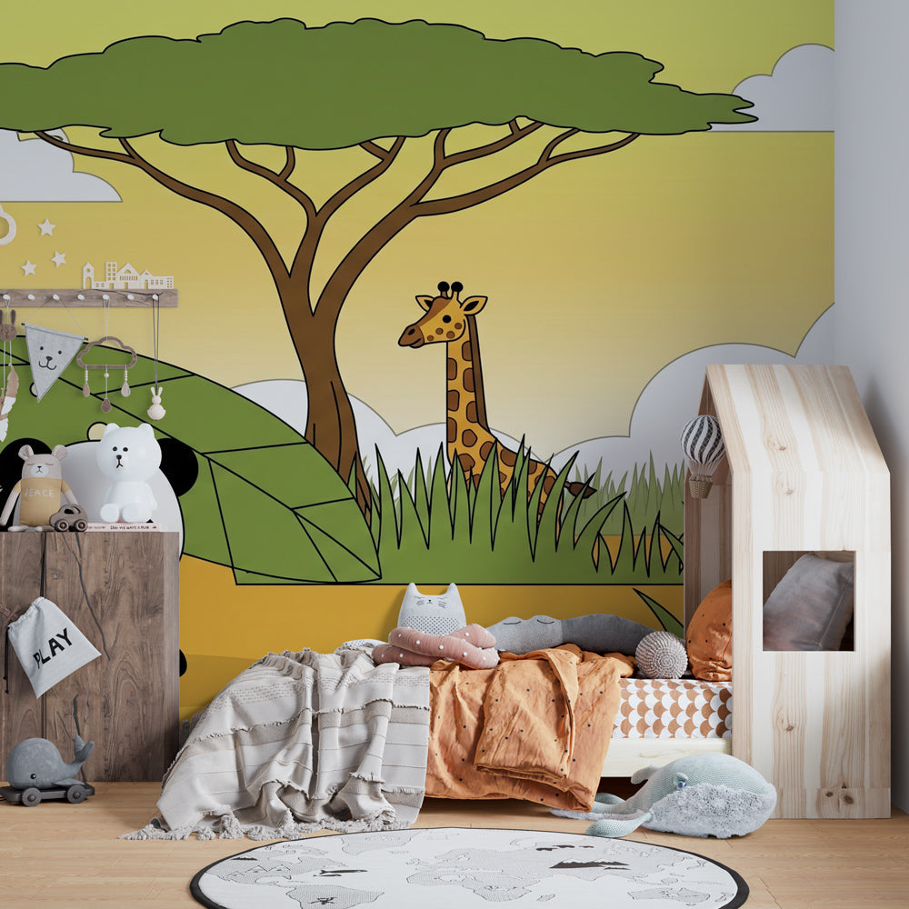 Hidden savanna adventure wallpaper creating wild themed children's bedroom decor