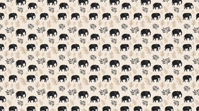 Detailed safari elephant mural wallpaper design pattern with foliage elements by Kids-Mundo