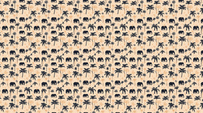 Detailed safari elephants and palm trees mural wallpaper design pattern by Kids-Mundo