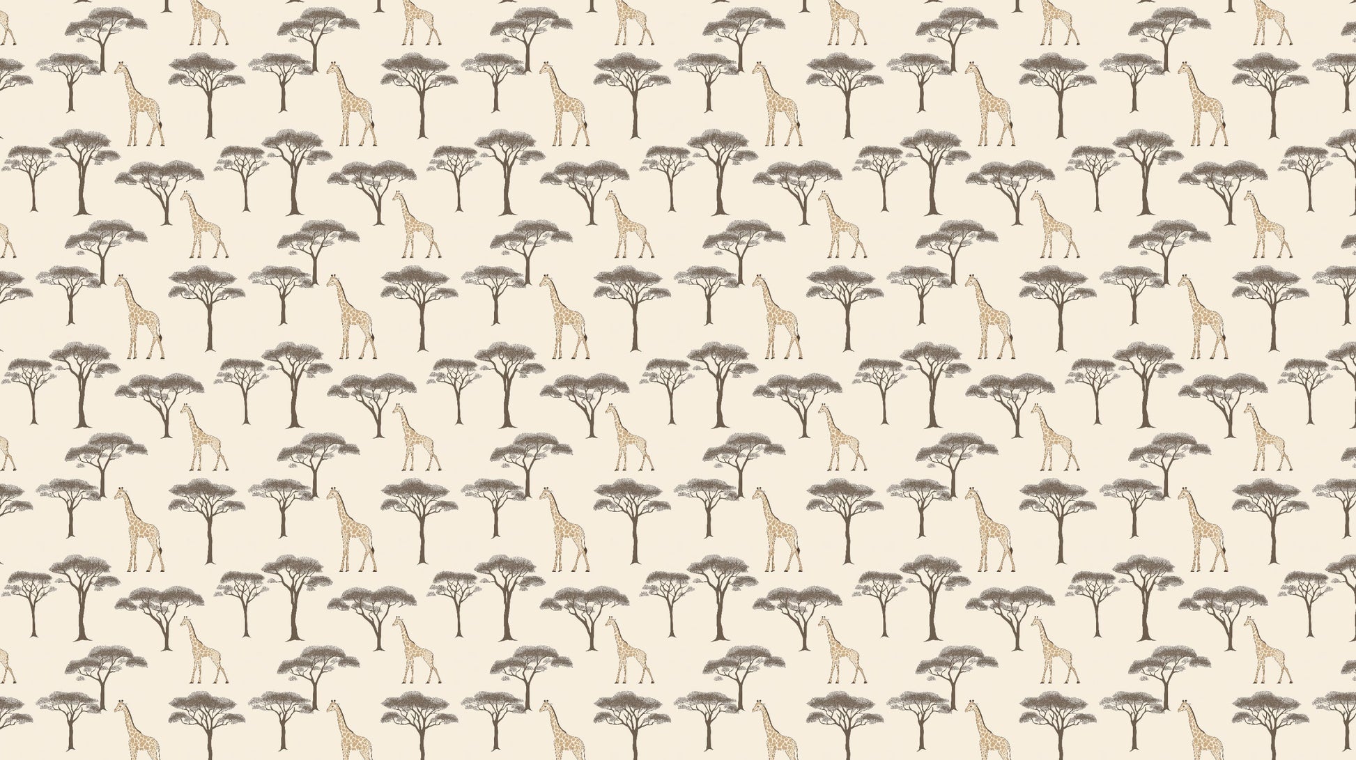 Detailed safari giraffe and acacia tree mural wallpaper design pattern by Kids-Mundo