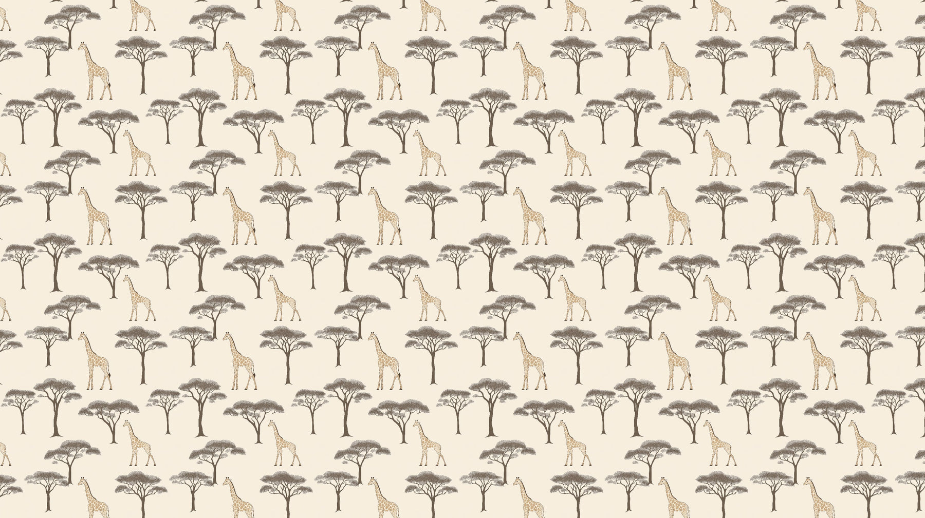 Detailed safari giraffe and acacia tree mural wallpaper design pattern by Kids-Mundo