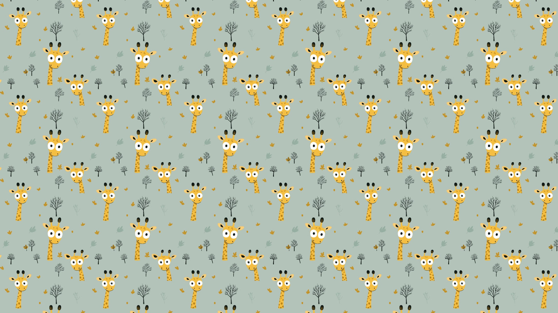Detailed safari giraffe mural wallpaper design pattern with stylized trees by Kids-Mundo