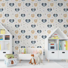 Starry safari mural wallpaper creating dreamy atmosphere in modern toddler room by Kids-Mundo