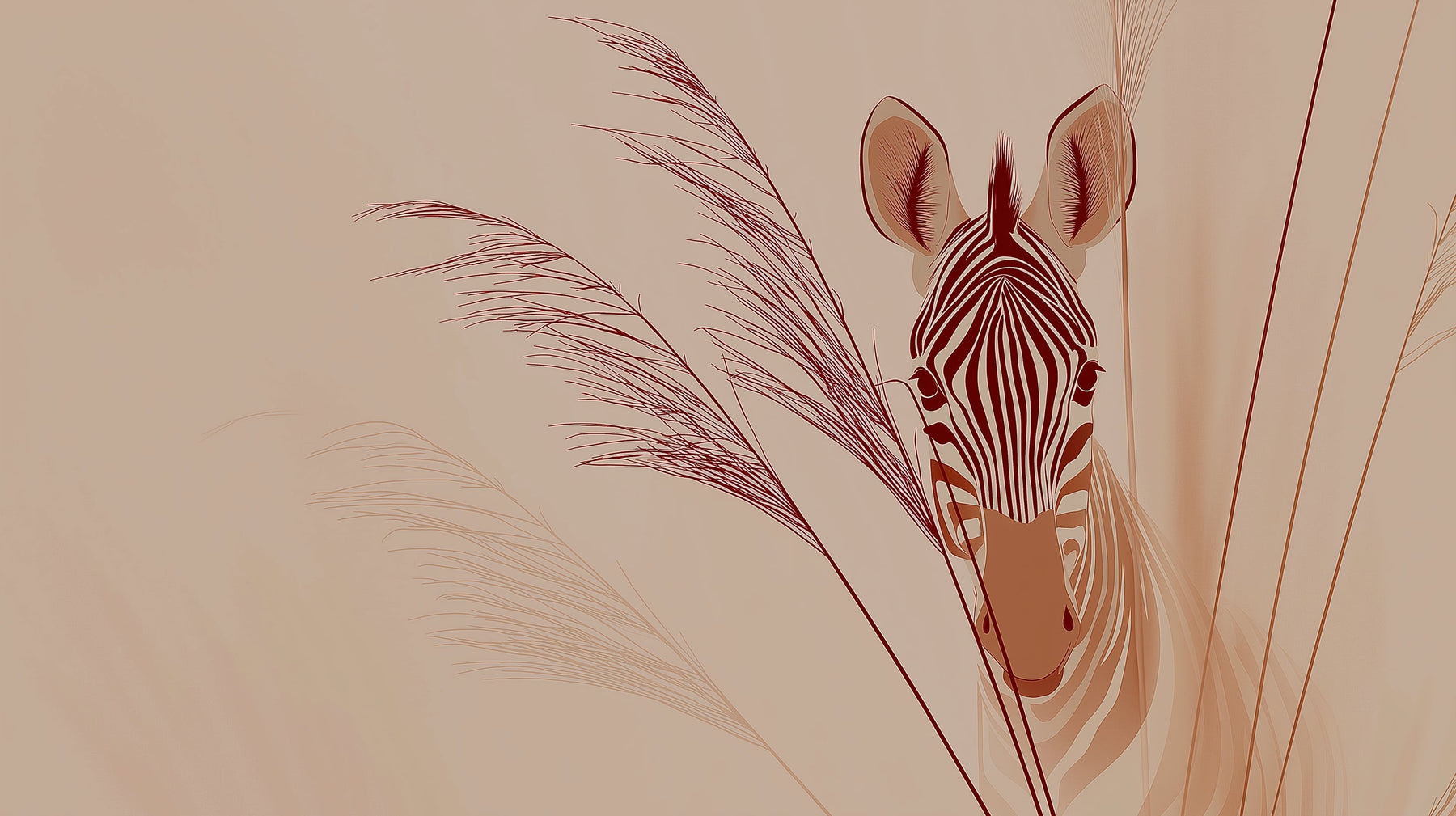 Detailed safari zebra mural wallpaper design pattern with soft grass elements by Kids-Mundo