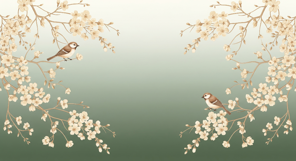 Sage Green Blossom Tree Branch Wall Mural