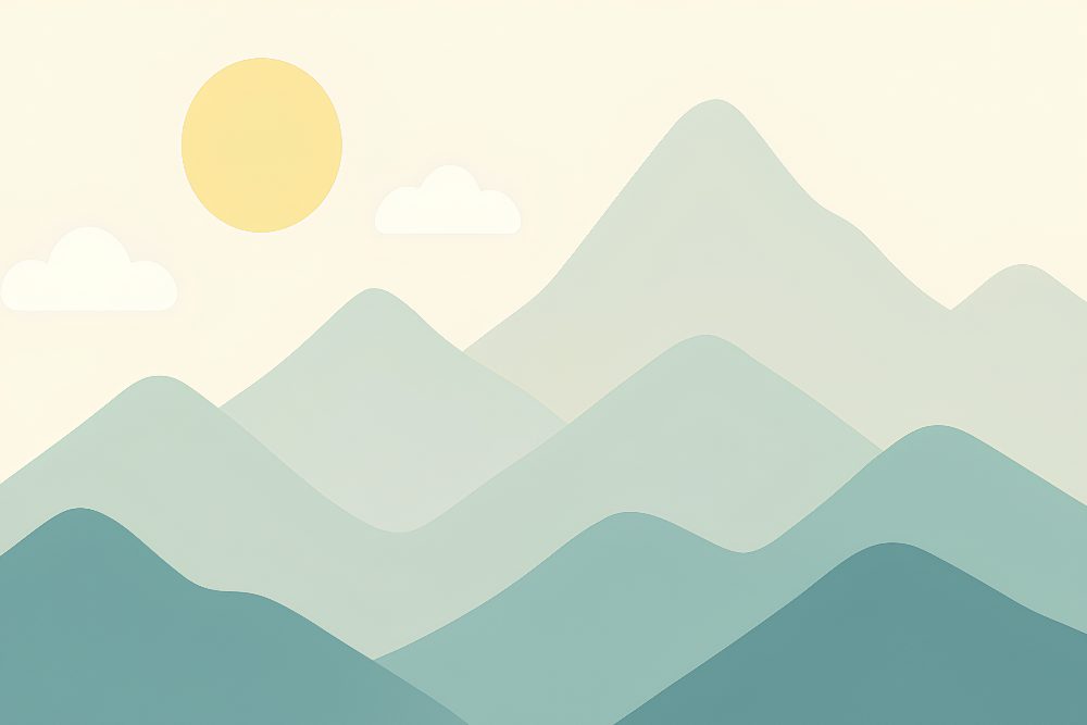 Sage Green Mountain Sunrise Wall Mural