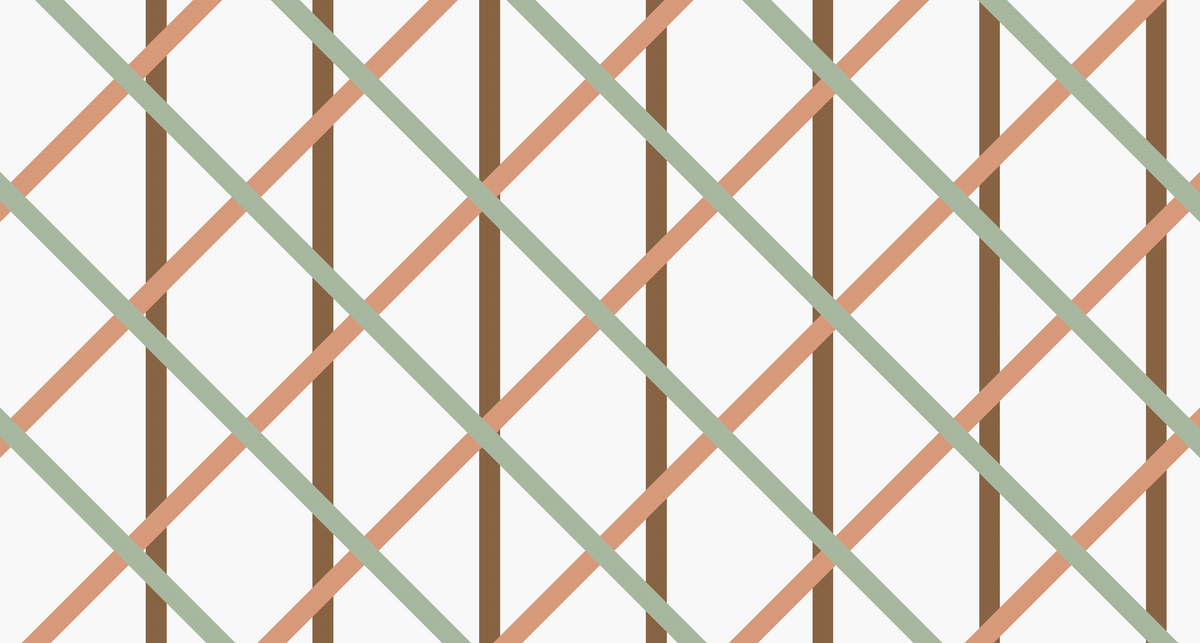 Sage Green, Terracotta and Brown Trellis Wall Mural