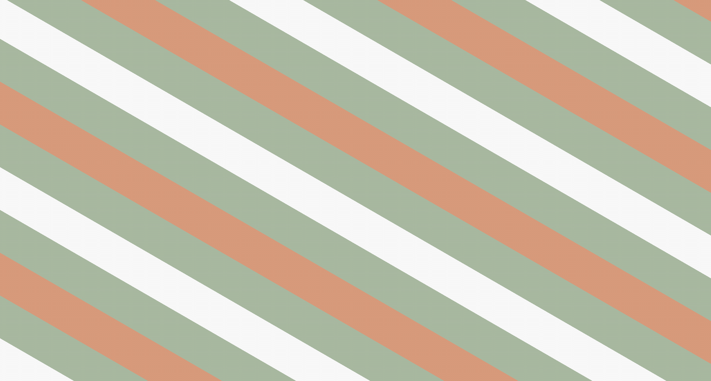 Kids-Mundo flat artwork of diagonal sage green and terracotta stripes on a soft white ground
