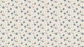 Detailed sailboat and fish mural wallpaper design pattern with coral and blue tones by Kids-Mundo