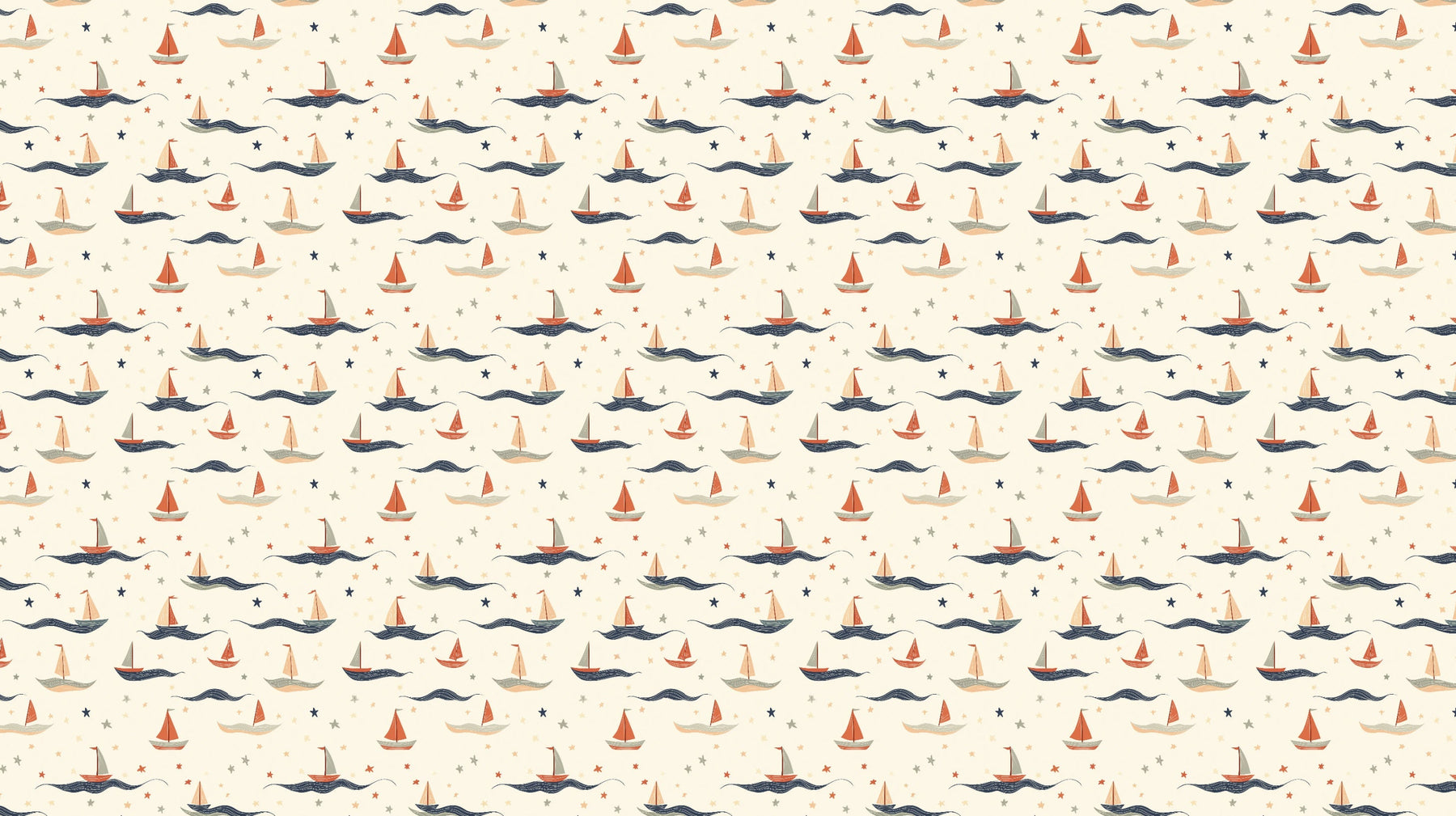 Detailed sailboat and ocean waves mural wallpaper design pattern by Kids-Mundo