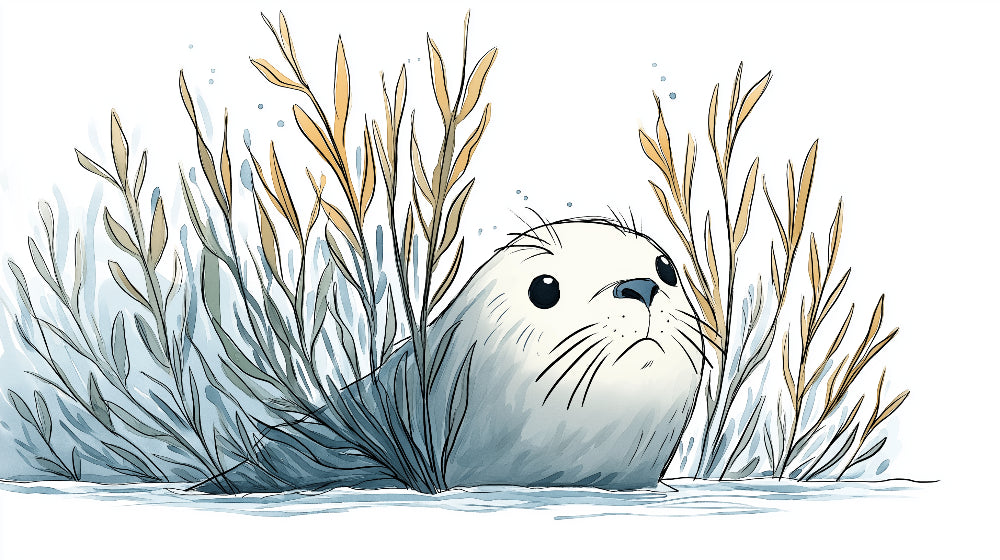 Detailed sea otter and seaweed mural wallpaper design pattern by Kids-Mundo