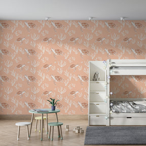 Coral ocean themed sea turtle wallpaper transforming modern kids bedroom atmosphere