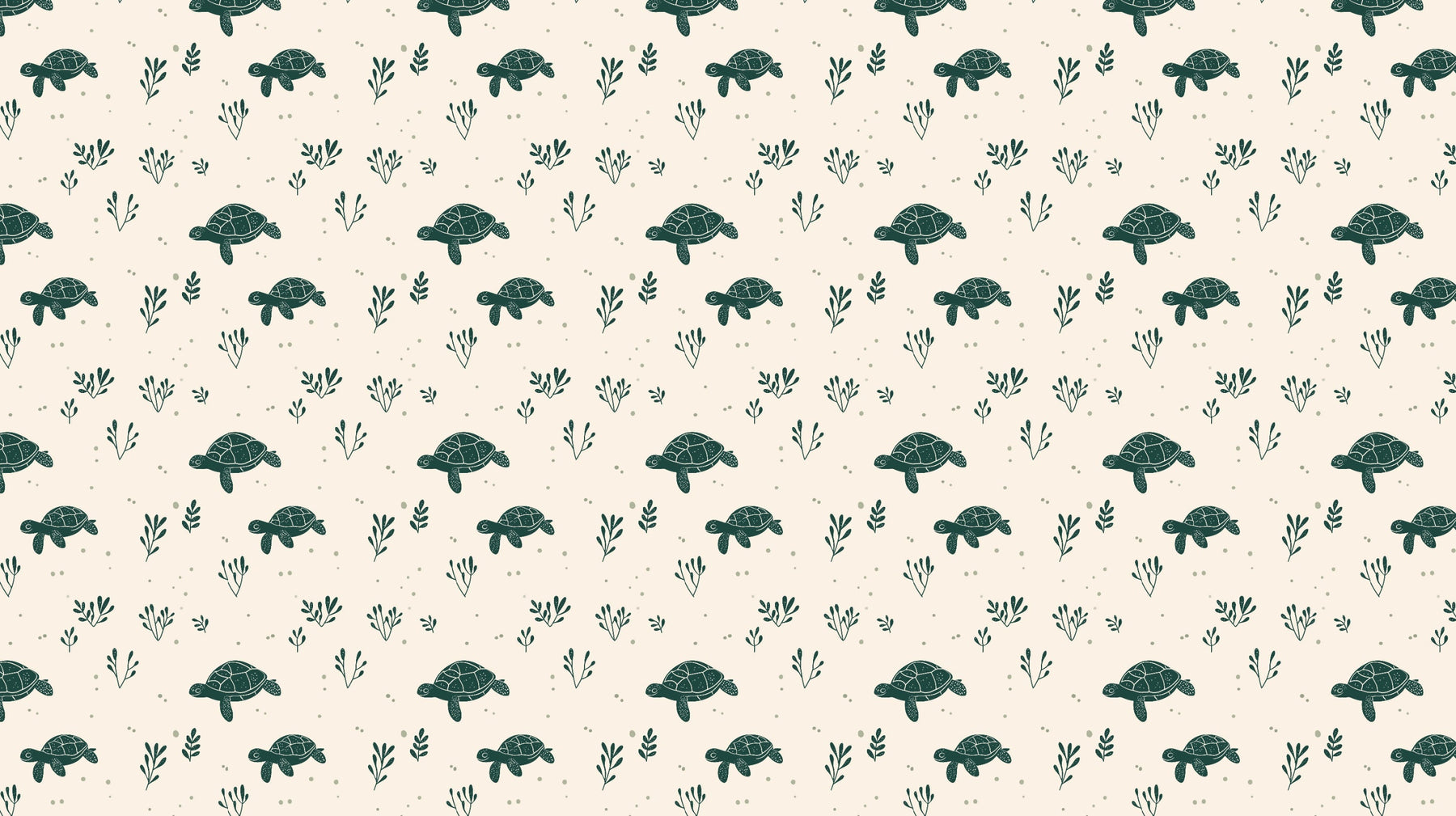 Detailed sea turtle and foliage mural wallpaper design pattern by Kids-Mundo