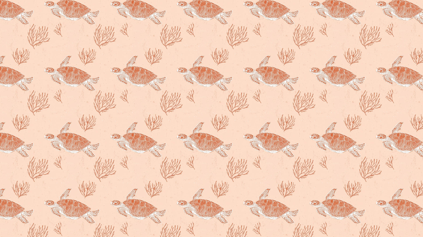 Detailed sea turtle and coral mural wallpaper design pattern by Kids-Mundo showing marine motifs