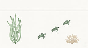 Detailed sea turtle and marine grass mural wallpaper design pattern by Kids-Mundo