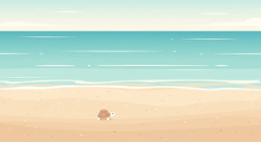 Detailed sea turtle beach mural wallpaper design pattern showing sandy shore and ocean waves by Kids-Mundo
