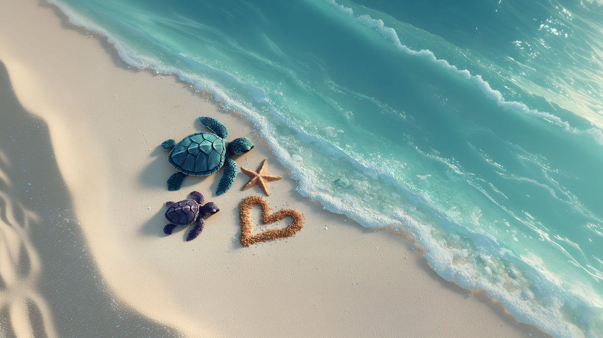 Sea Turtles on a Sandy Beach Wall Mural