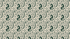 Detailed seahorse and botanical foliage mural wallpaper design pattern by Kids-Mundo