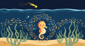 Detailed seahorse and tropical fish mural wallpaper design pattern by Kids-Mundo