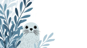 Detailed seal and aquatic foliage mural wallpaper design pattern by Kids-Mundo
