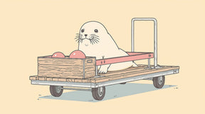 Detailed seal with colorful cart mural wallpaper design pattern by Kids-Mundo