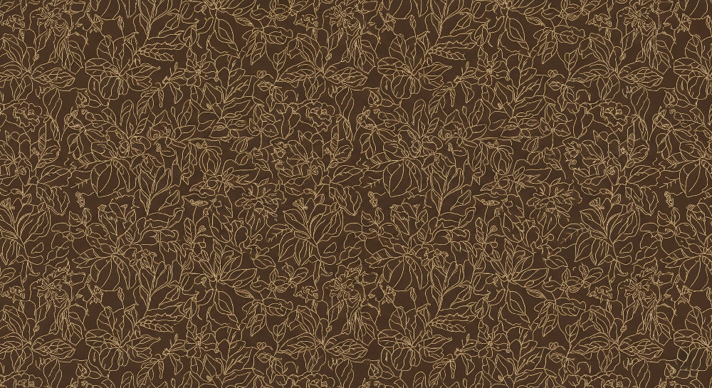Detailed golden floral secret garden mural wallpaper design pattern by Kids-Mundo