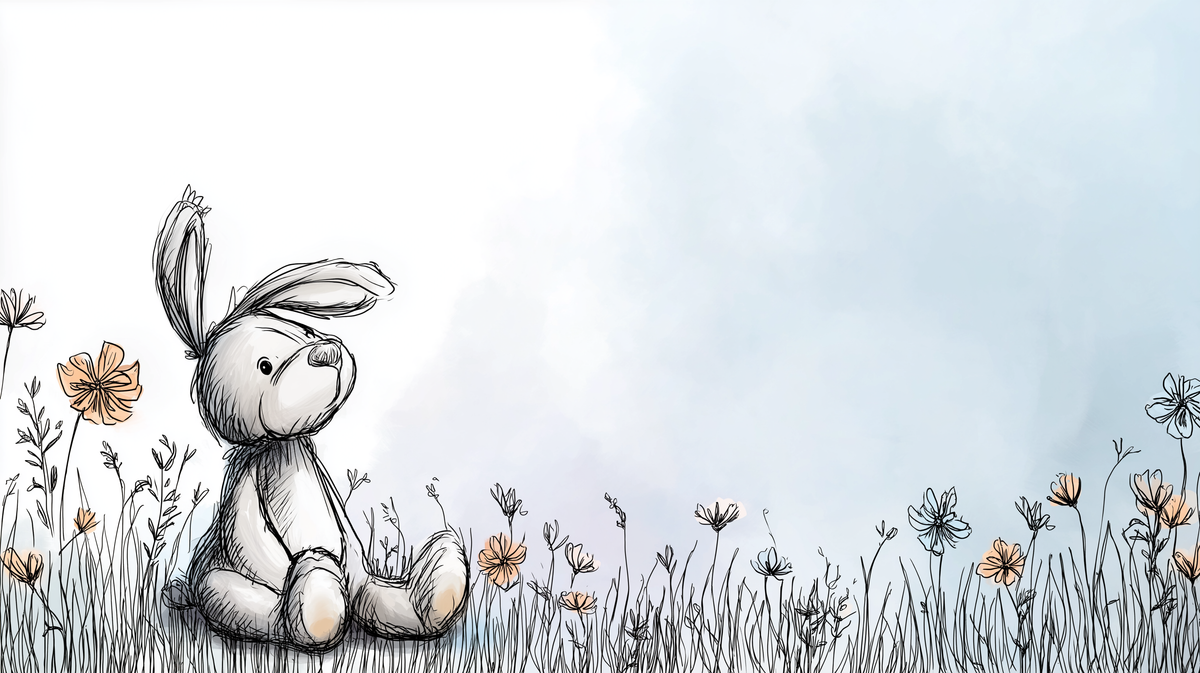 Sketchy Bunny in a Wildflower Meadow Wall Mural